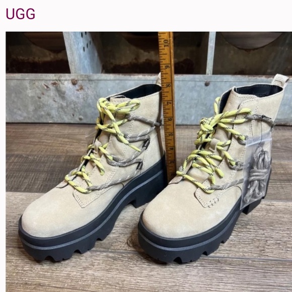 UGG Beige Boots with Yellow Laces - Picture 1 of 6